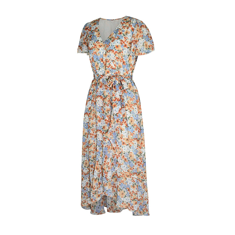 Callie Floral Dream V-Neck Wrap Midi Dress Dresses Claire & Clara