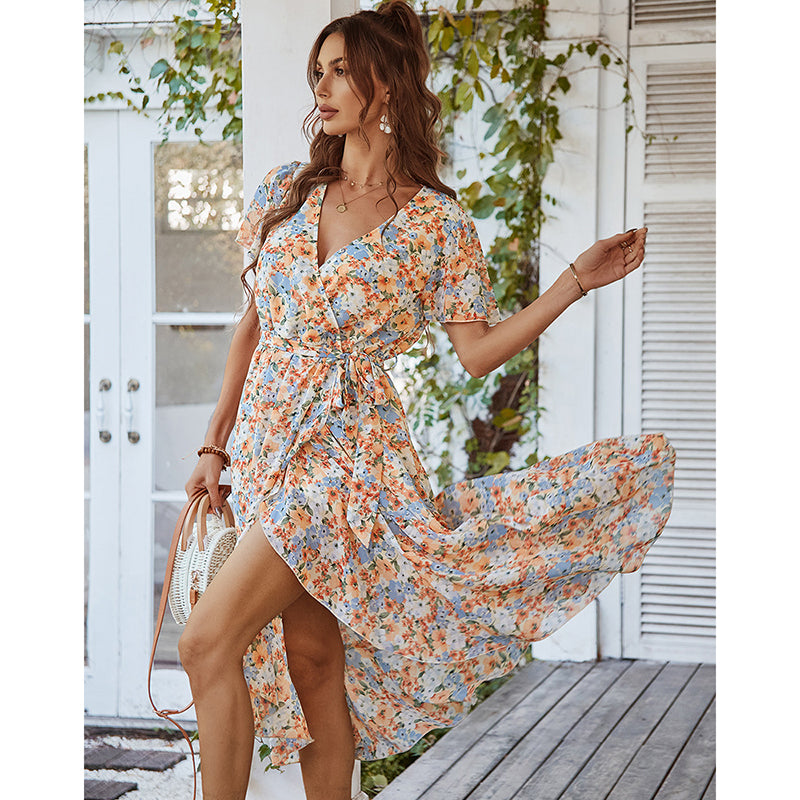 Callie Floral Dream V-Neck Wrap Midi Dress Dresses Claire & Clara