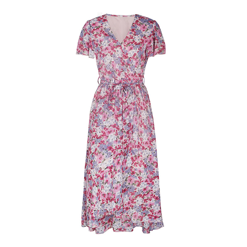 Callie Floral Dream V-Neck Wrap Midi Dress Dresses Claire & Clara