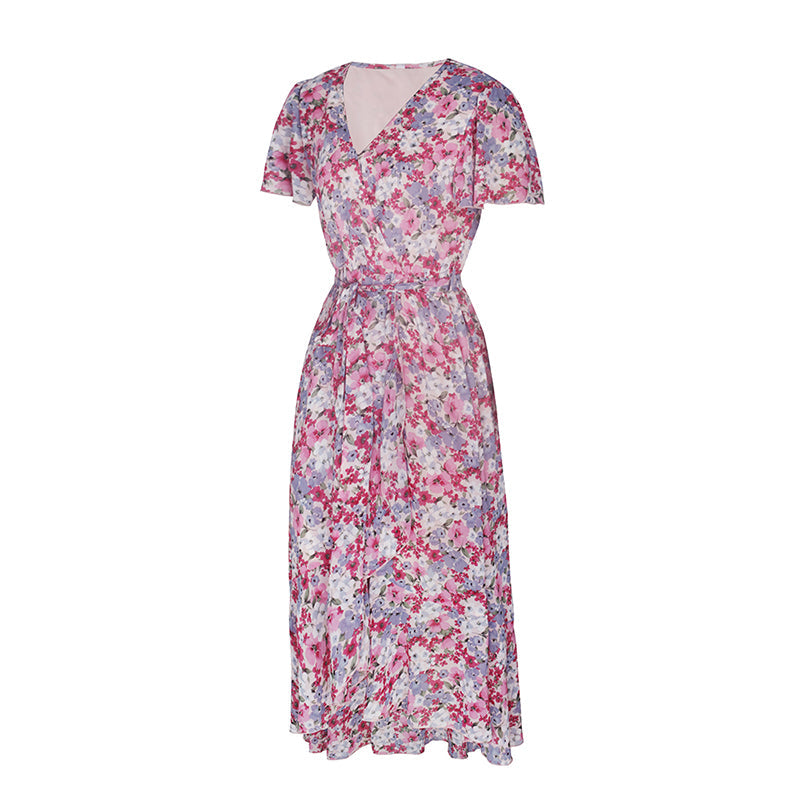 Callie Floral Dream V-Neck Wrap Midi Dress Dresses Claire & Clara