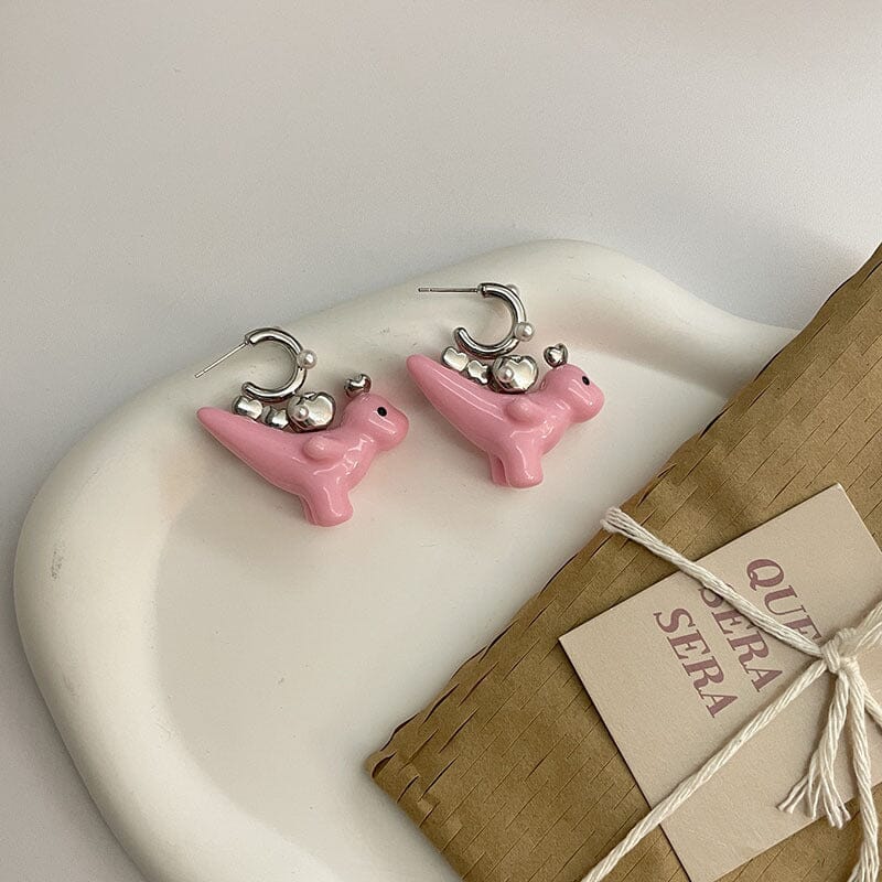 Candy Color Dinosaur Stud Earrings Earrings Claire & Clara Pink