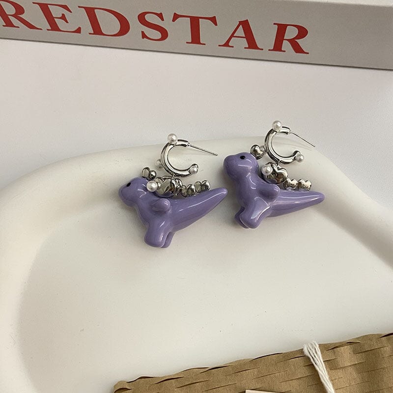Candy Color Dinosaur Stud Earrings Earrings Claire & Clara Purple