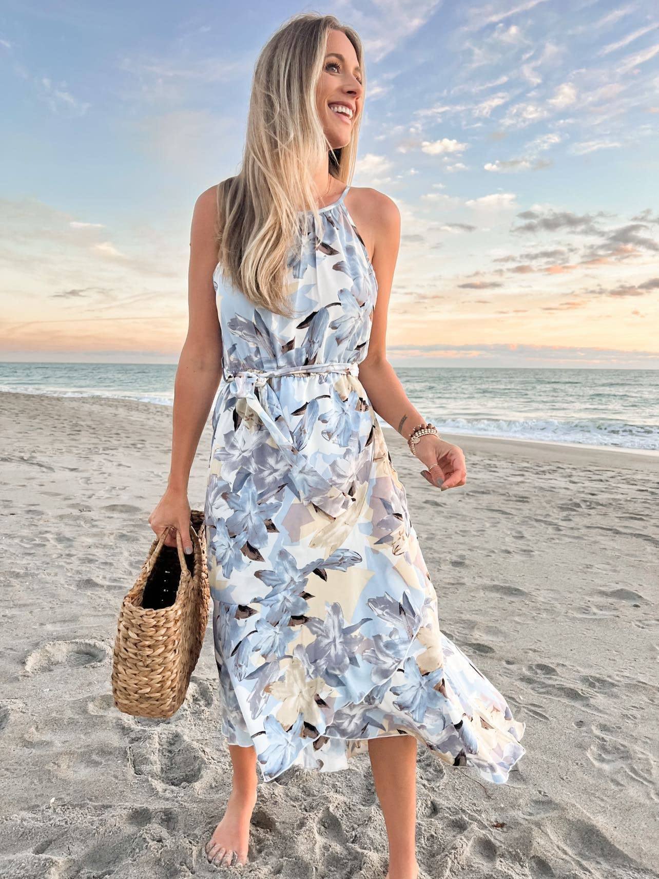 Carly Boho Halter Neck Floral Maxi Dress Dresses Claire & Clara