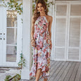 Carly Boho Halter Neck Floral Maxi Dress Dresses Claire & Clara Red S