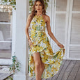 Carly Boho Halter Neck Floral Maxi Dress Dresses Claire & Clara Yellow S