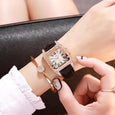 Carol Square Rhinestone Casual Starry Quartz Watch Watches Claire & Clara