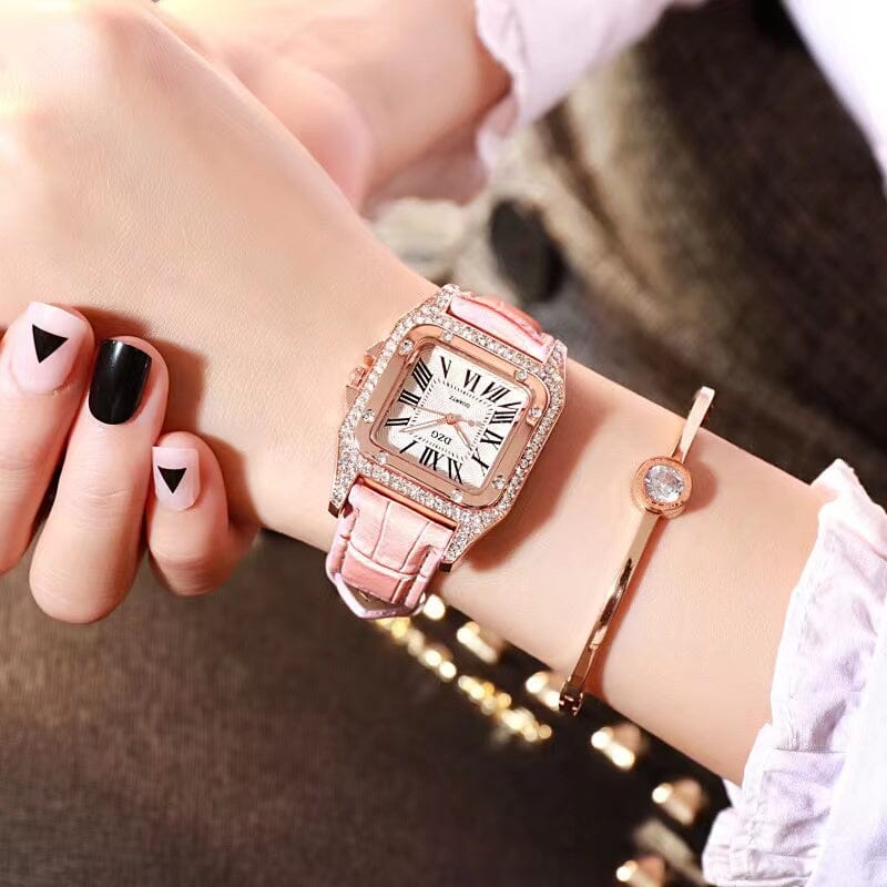 Carol Square Rhinestone Casual Starry Quartz Watch Watches Claire & Clara