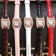 Carol Square Rhinestone Casual Starry Quartz Watch Watches Claire & Clara