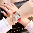 Carol Square Rhinestone Casual Starry Quartz Watch Watches Claire & Clara Red