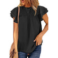 Chiffon Swiss Dot Round Neck Blouse Claire & Clara