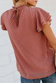 Chiffon Swiss Dot Round Neck Blouse Claire & Clara