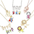 Children's Drawing Customized Keychain & Necklace Necklace Claire & Clara Necklace Gold