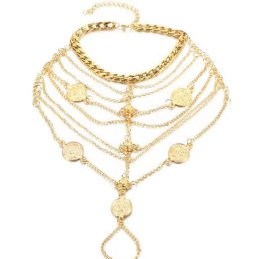 Coin Pendant Tassel Anklet Anklet Claire & Clara Gold