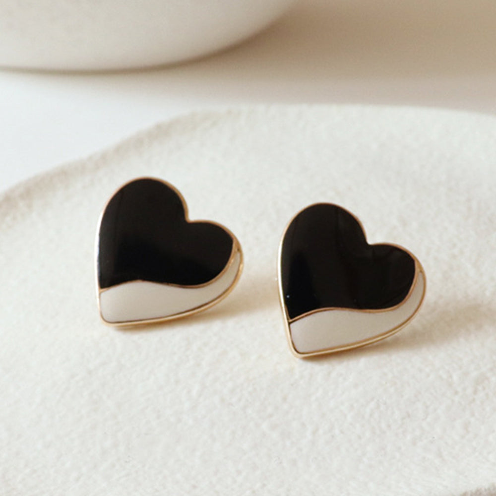 Colorful Love Shape Stud Earrings Earrings Claire & Clara Black & White