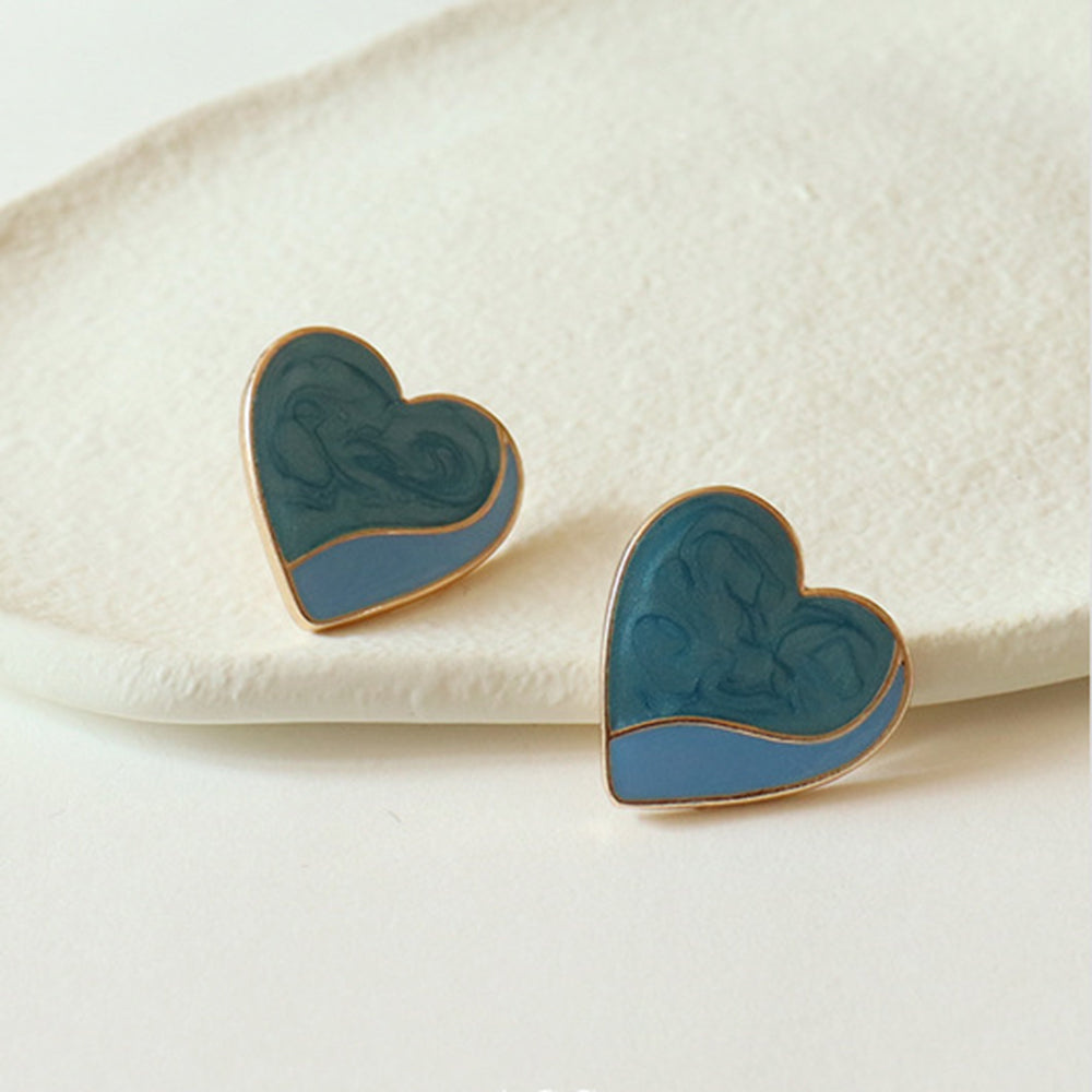 Colorful Love Shape Stud Earrings Earrings Claire & Clara Lime Green