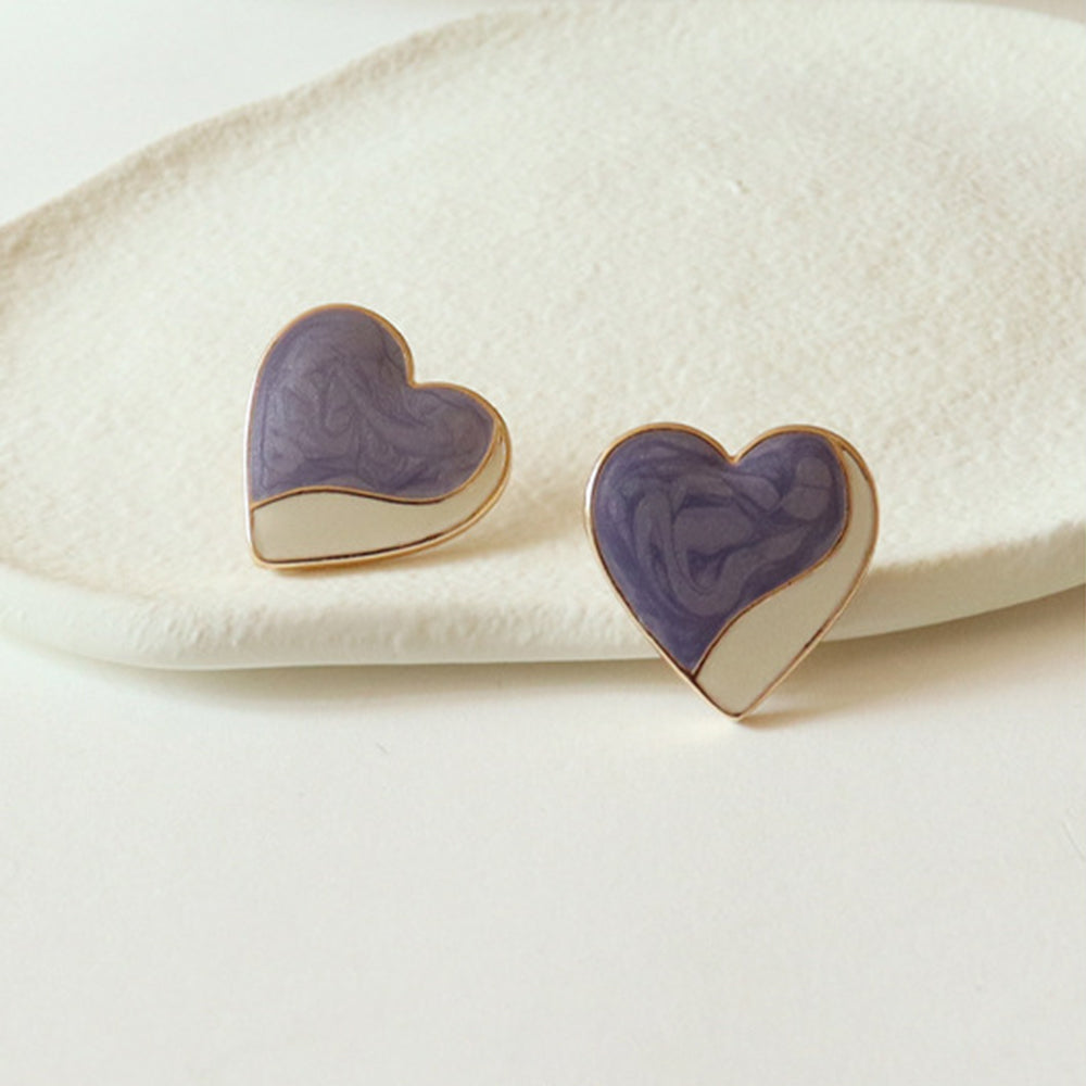 Colorful Love Shape Stud Earrings Earrings Claire & Clara Purple