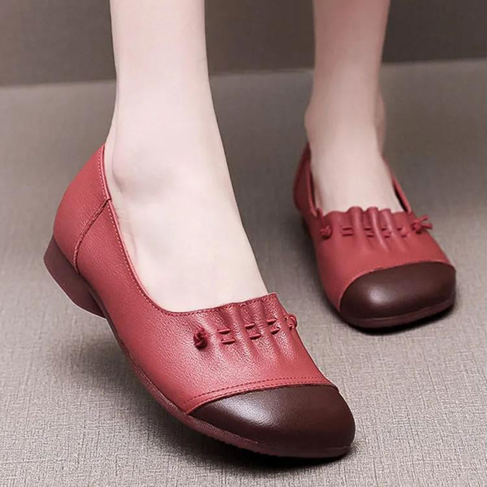 Comfortable Shallow Mouth Soft Flat Shoe Shoes Claire & Clara Red US 5