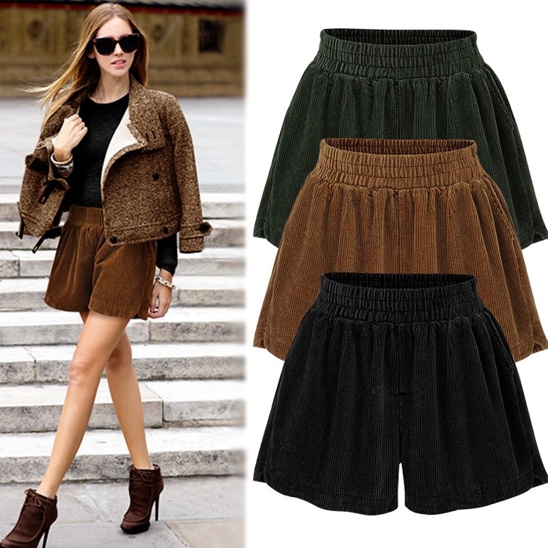 Corduroy High Waist Winter Loose Shorts Bottoms Claire & Clara