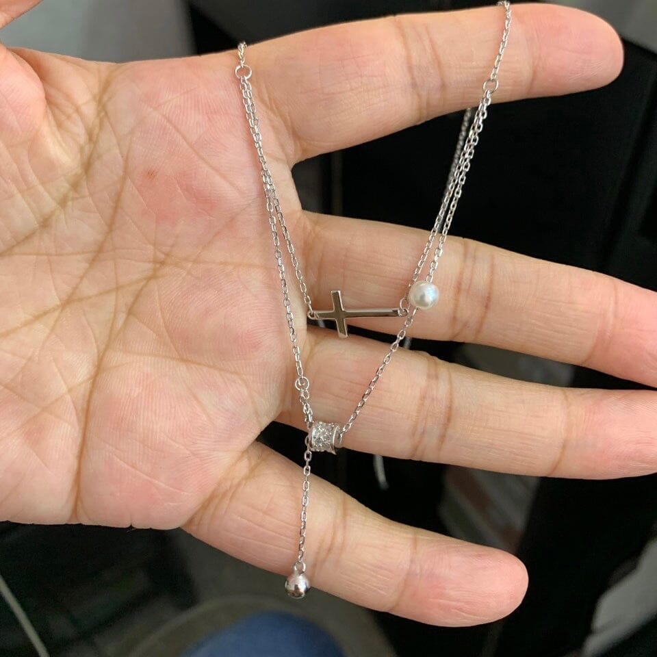 Cross Double Layer Necklace Necklace Claire & Clara