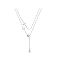 Cross Double Layer Necklace Necklace Claire & Clara Silver