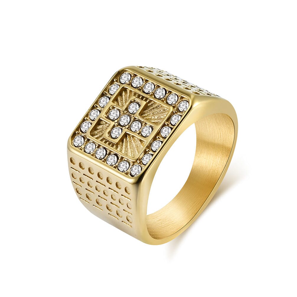 Cross Full Diamond Ring Ring Claire & Clara Gold 8