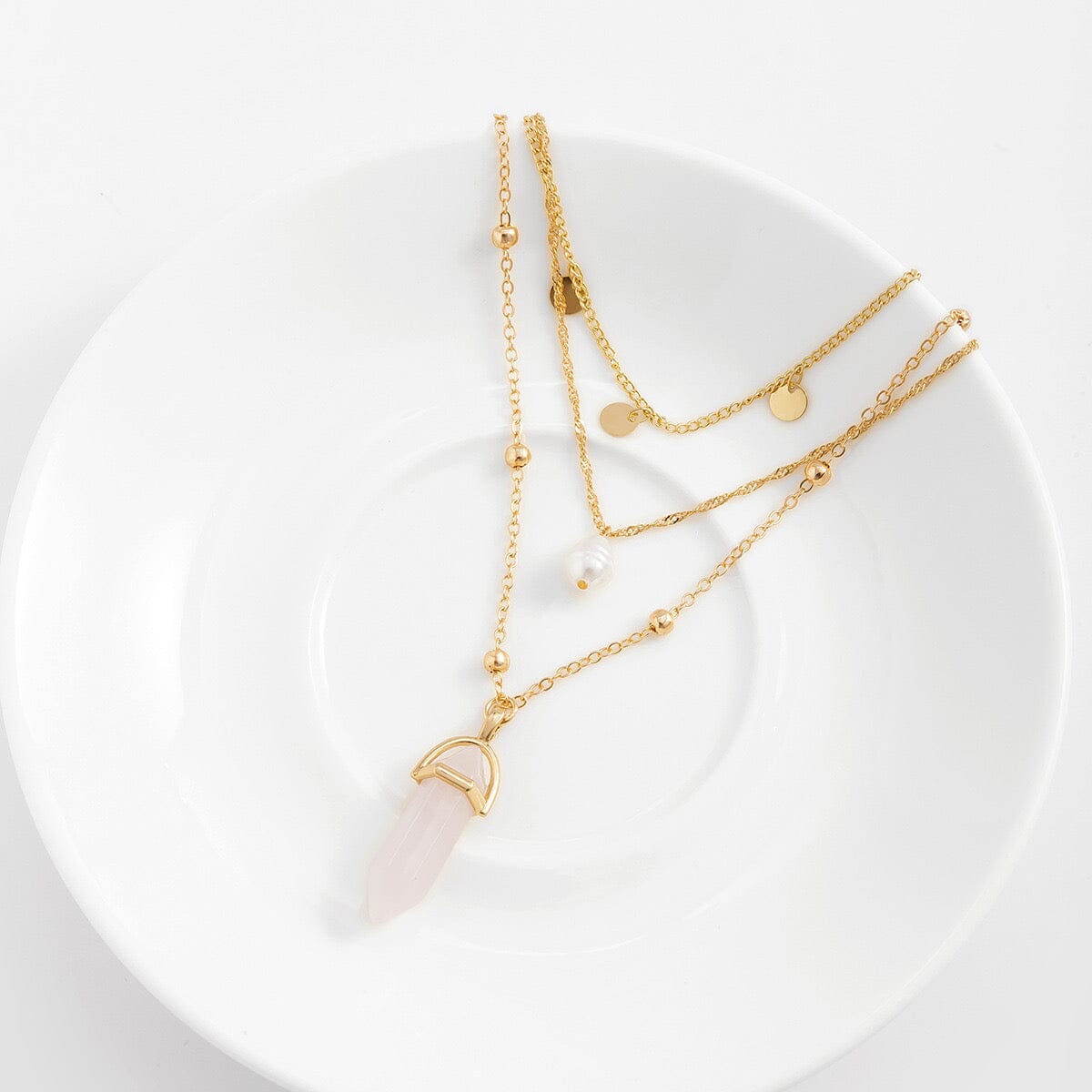 Crystal Pillar Pearl Mixed Multi-Layer Necklace Necklace Claire & Clara