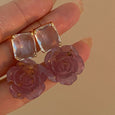 Crystal Pink Rose Gemstone Earrings Earrings Claire & Clara