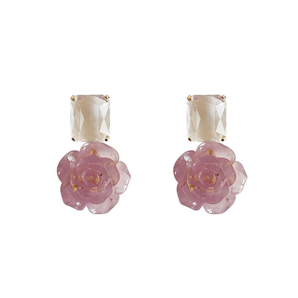 Crystal Pink Rose Gemstone Earrings Earrings Claire & Clara Pink