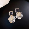 Crystal Pink Rose Gemstone Earrings Earrings Claire & Clara White