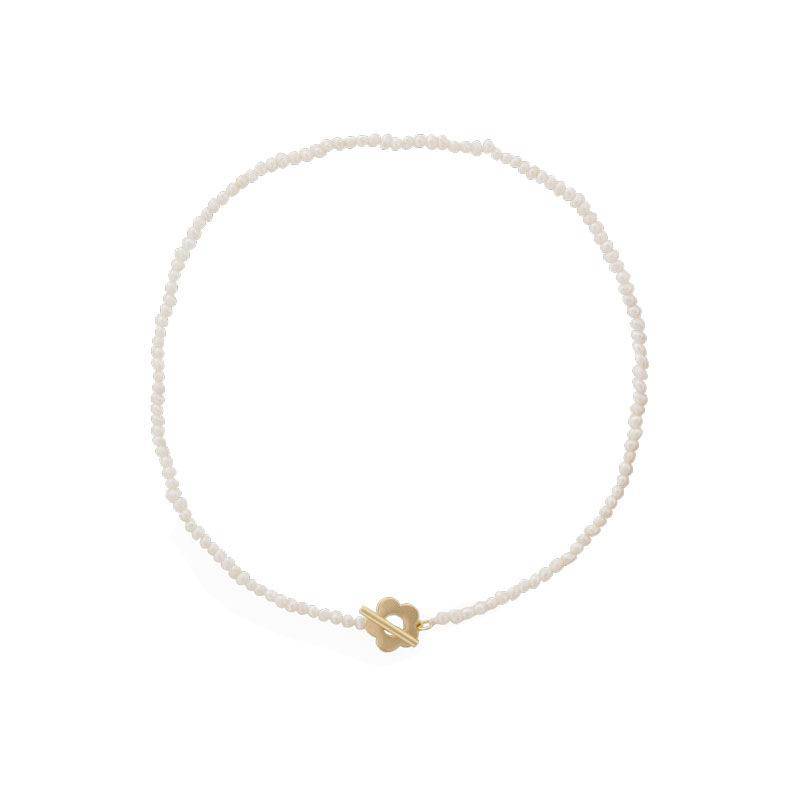 Dainty Flower Pearl Choker Necklace > pearl > pearl choker > pearl necklace > pearl jewellery > pearl choker necklace > pearl beads > white pearl necklace > flower necklace > freshwater pearl necklace > freshwater pearl > choker necklace > choker Claire & Clara