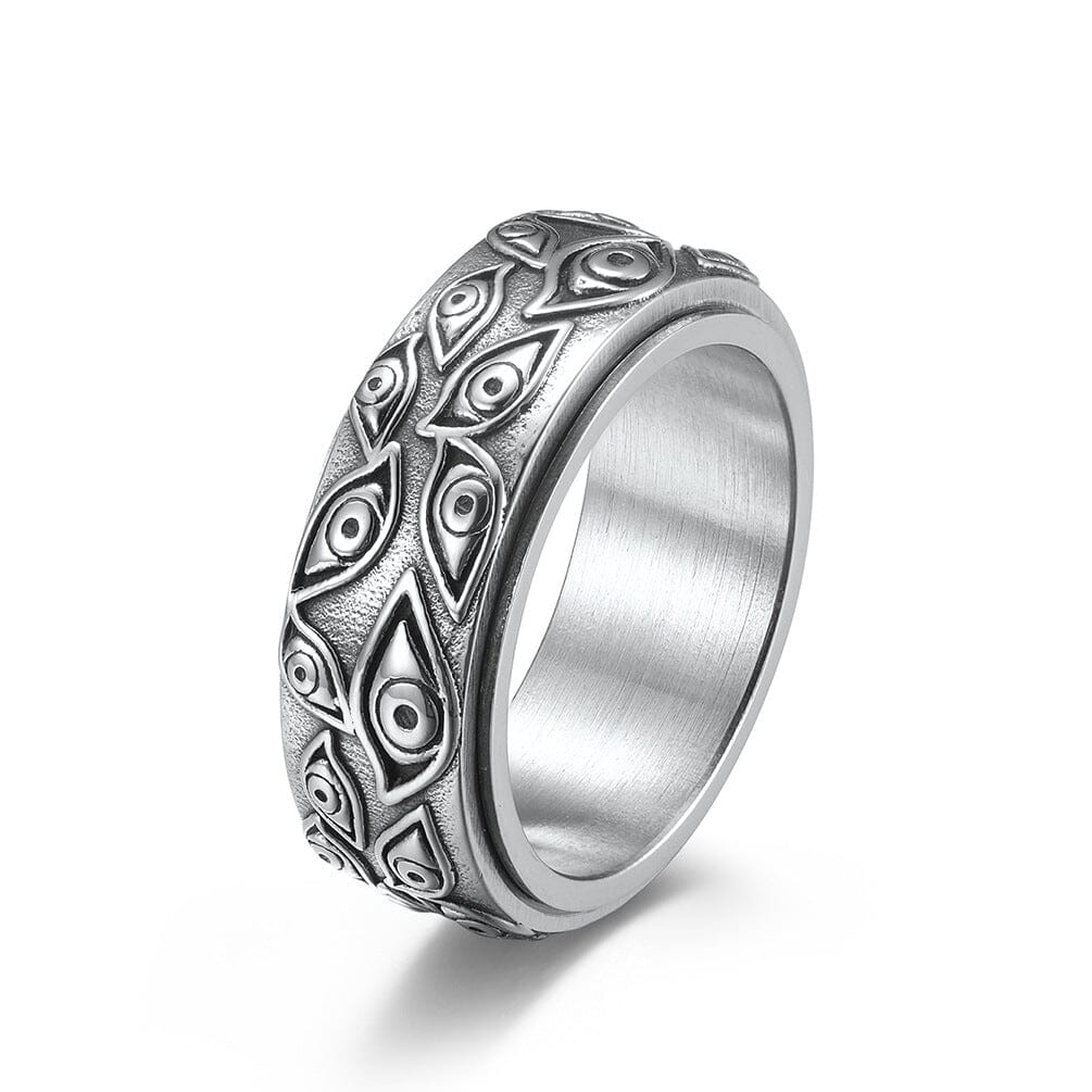 Devil's Eye Rotatable Anxiety Relief Ring Ring Claire & Clara Steel