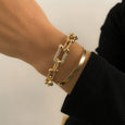 Diamond U-shaped Buckle Metal Flat Snake Chain Bracelet Set Bracelet Claire & Clara