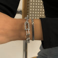 Diamond U-shaped Buckle Metal Flat Snake Chain Bracelet Set Bracelet Claire & Clara