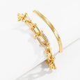 Diamond U-shaped Buckle Metal Flat Snake Chain Bracelet Set Bracelet Claire & Clara Gold