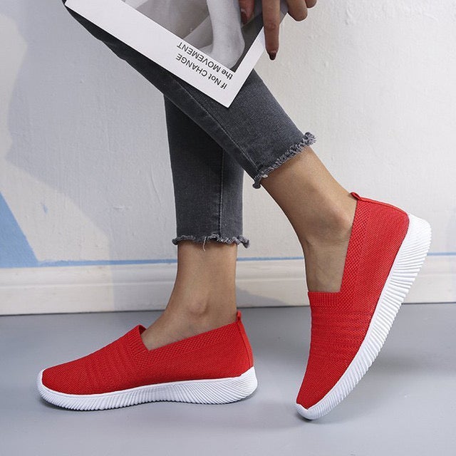 Ella Solid Color Slip On Knit Sneakers Shoes Claire & Clara