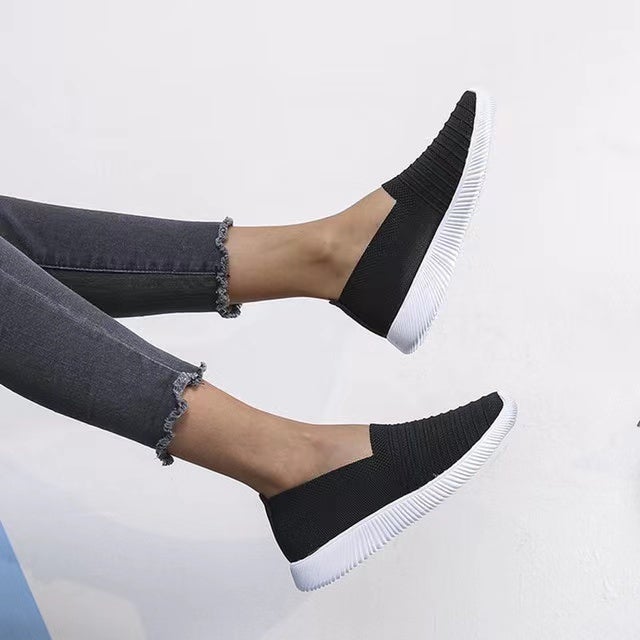 Ella Solid Color Slip On Knit Sneakers Shoes Claire & Clara