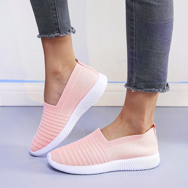 Ella Solid Color Slip On Knit Sneakers Shoes Claire & Clara