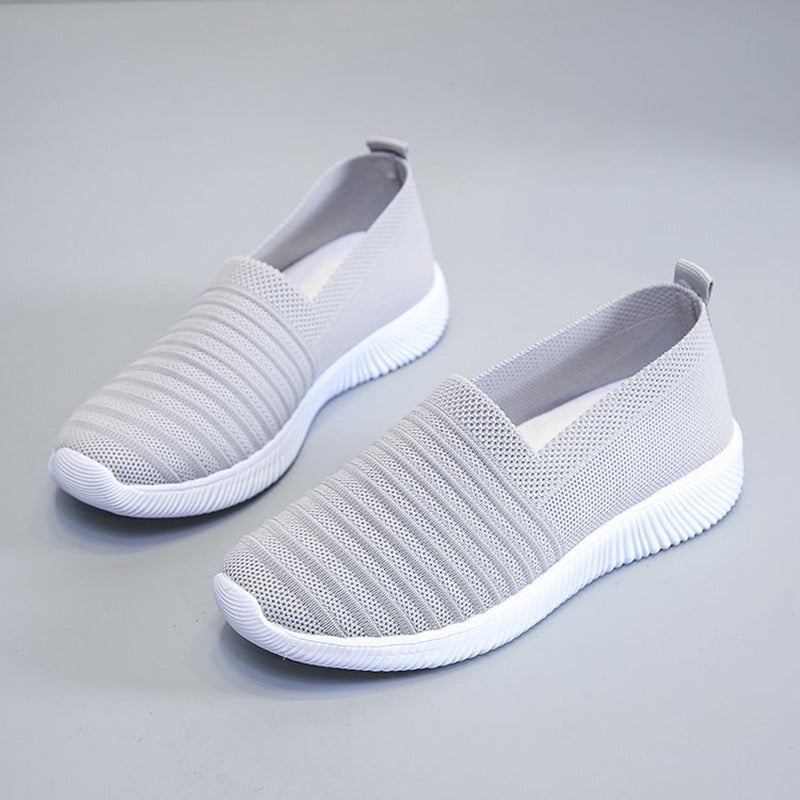 Ella Solid Color Slip On Knit Sneakers Shoes Claire & Clara Grey US 4.5