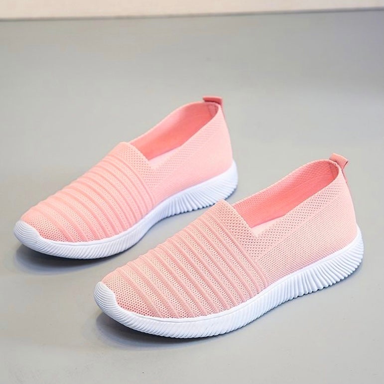 Ella Solid Color Slip On Knit Sneakers Shoes Claire & Clara Pink US 4.5