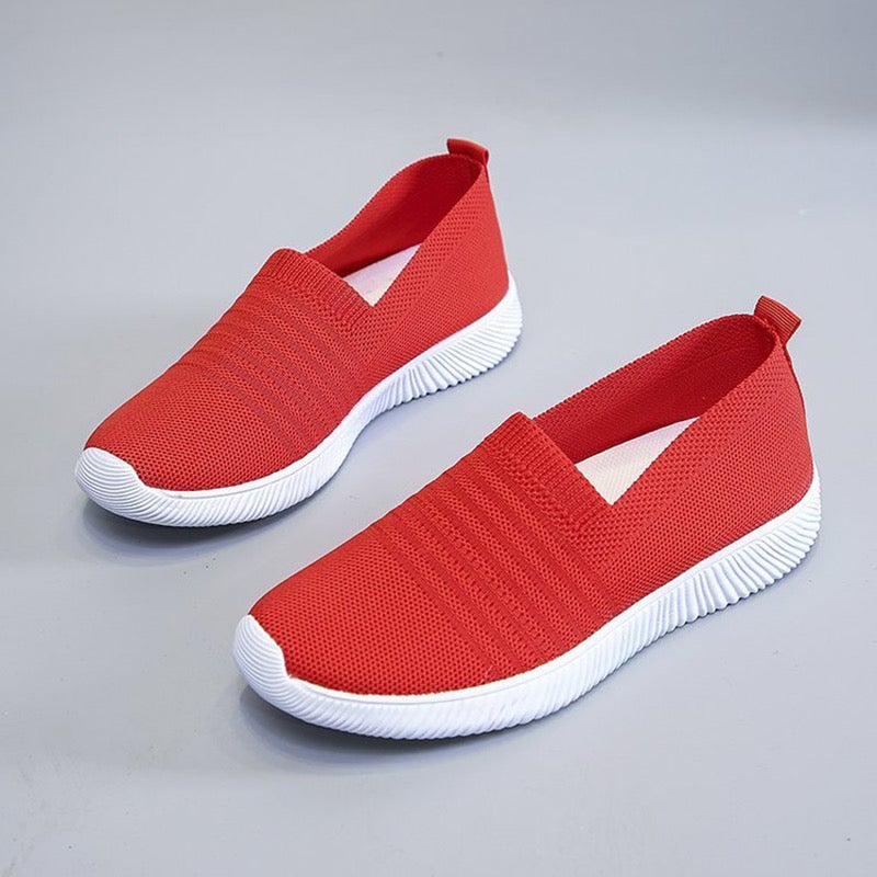 Ella Solid Color Slip On Knit Sneakers Shoes Claire & Clara Red US 4.5