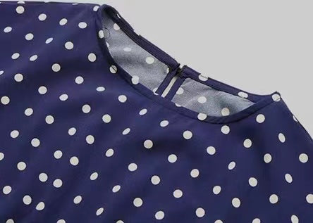 Elsie Polka Dots Lace-up Pleated Dress Dresses Claire & Clara