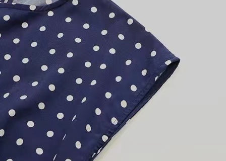 Elsie Polka Dots Lace-up Pleated Dress Dresses Claire & Clara