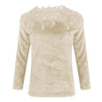 Embroidery Panelled Lace Long Sleeve Plush Top Top Claire & Clara Khaki S