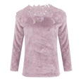 Embroidery Panelled Lace Long Sleeve Plush Top Top Claire & Clara Purple S