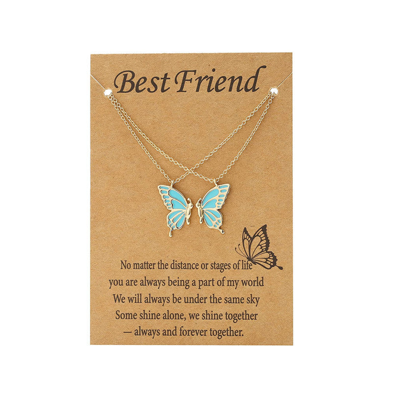 Enamel Butterfly Friendship Bestie Necklace Necklaces Claire & Clara Gold Blue
