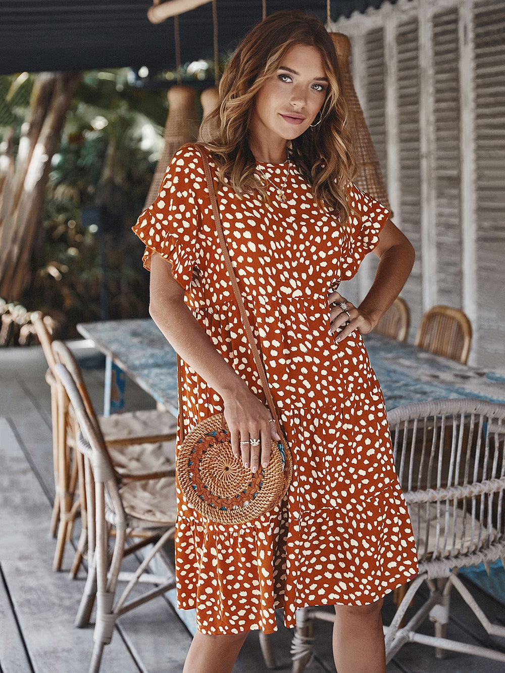 Erin Ruffle Sleeve Polka Dot Dress Dresses Claire & Clara