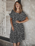 Erin Ruffle Sleeve Polka Dot Dress Dresses Claire & Clara Black S