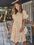 Erin Ruffle Sleeve Polka Dot Dress Dresses Claire & Clara White S