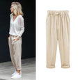 Eva Cotton Linen Summer Cropped Pants Bottoms Claire & Clara Beige US 4