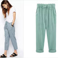Eva Cotton Linen Summer Cropped Pants Bottoms Claire & Clara Mint US 4
